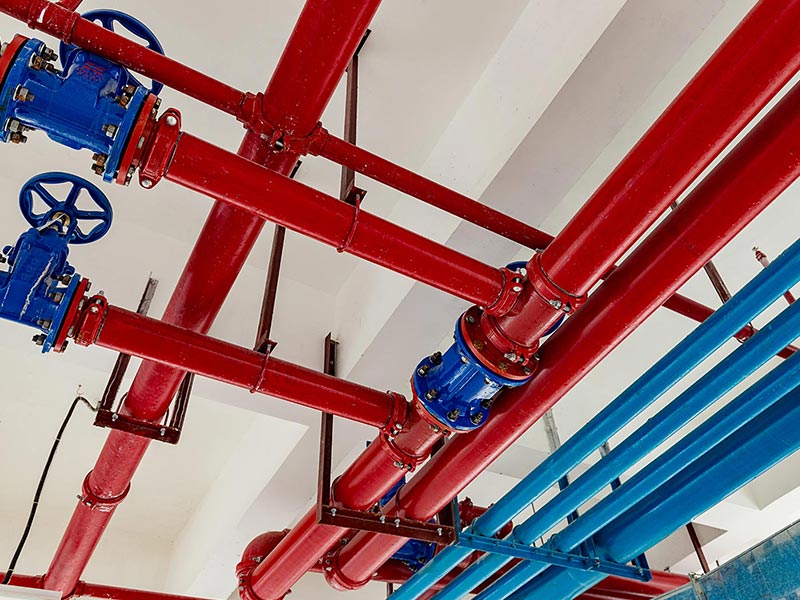 red and blue pipes in ceiling ontario ca